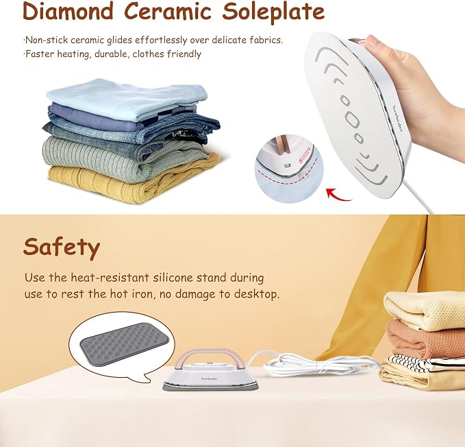 Newbealer Travel Iron with Global Voltage, 100-240V Mini Dry Iron - Image 7