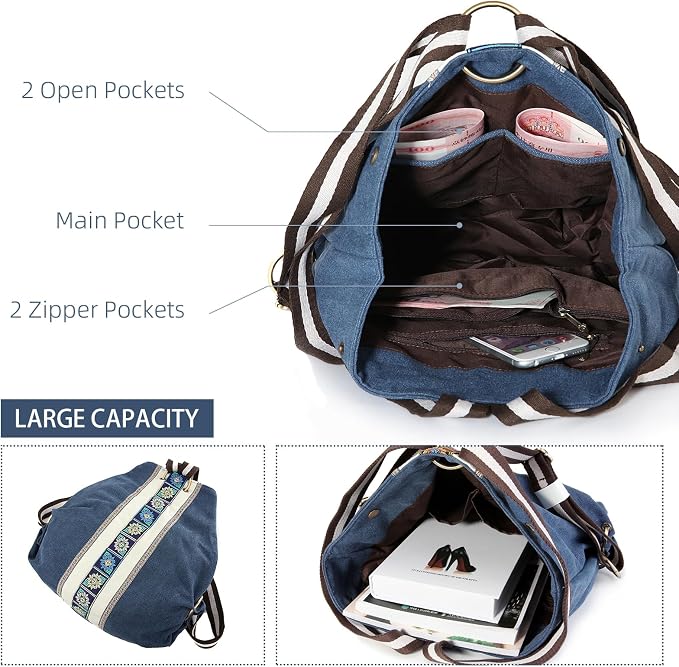 Goodhan Women Canvas Backpack Daypack Casual Shoulder Bag, Vintage Heavy-duty - Image 5