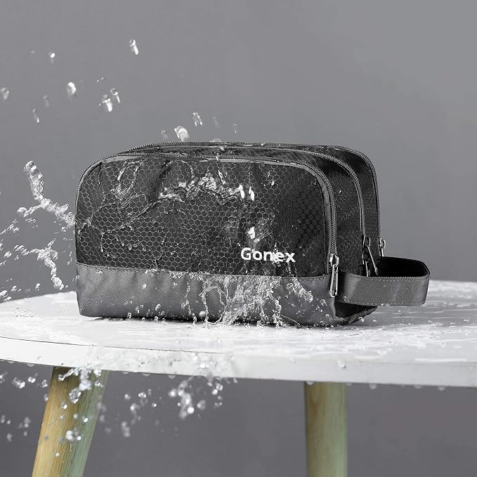 Gonex Travel Toiletry Bag Nylon, Dopp Kit Shaving Bag Toiletry Organizer Black - Image 2