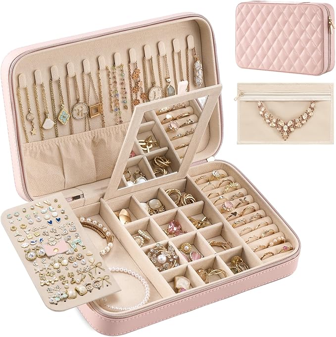 Lolalet Travel Jewelry Case for Women Girls, Travel Jewelry Organizer Box by Lolalet