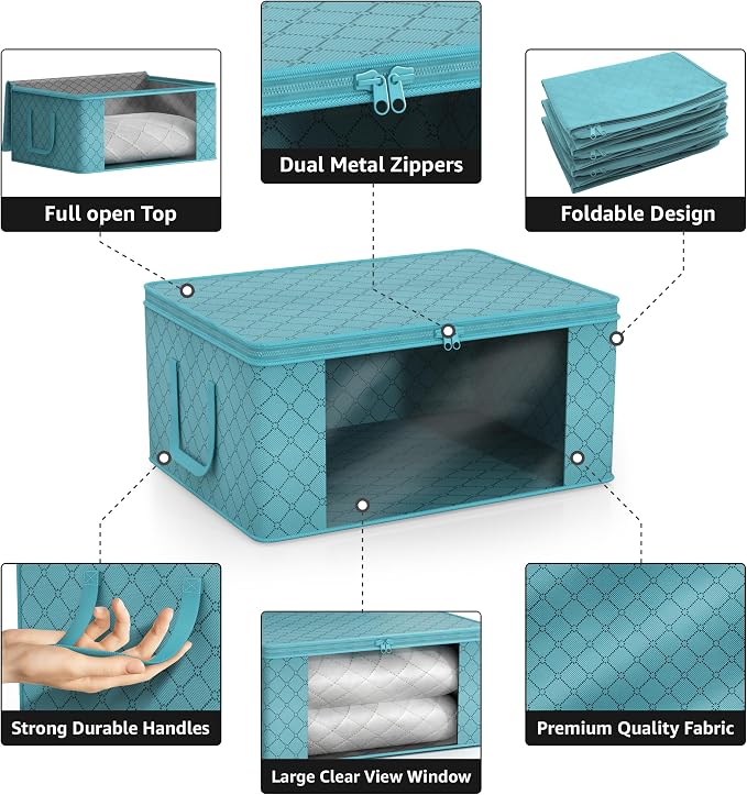Sorbus Foldable Storage Bag Organizers, Large Clear Window & Carry Handles - Image 5