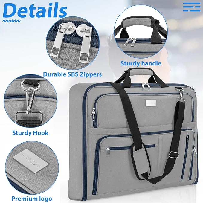 AKOZLIN Travel Luggage Garment Bag Foldable Hanging Suit Bag - Image 4