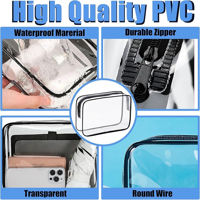 3 Pack Clear Cosmetic Bag, Waterproof Toiletry Bag - Image 4