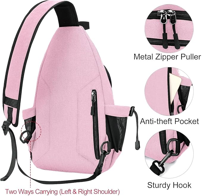 MOSISO Sling Backpack, Canvas Crossbody Hiking Daypack Bag - Image 3