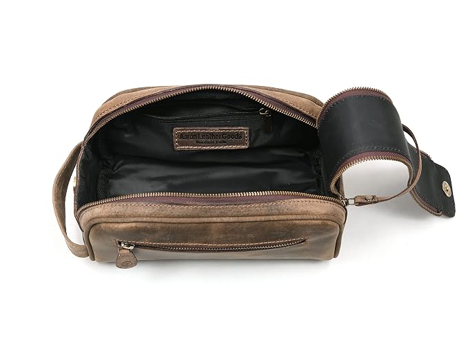 10" Premium Leather Toiletry Travel Pouch - Image 3
