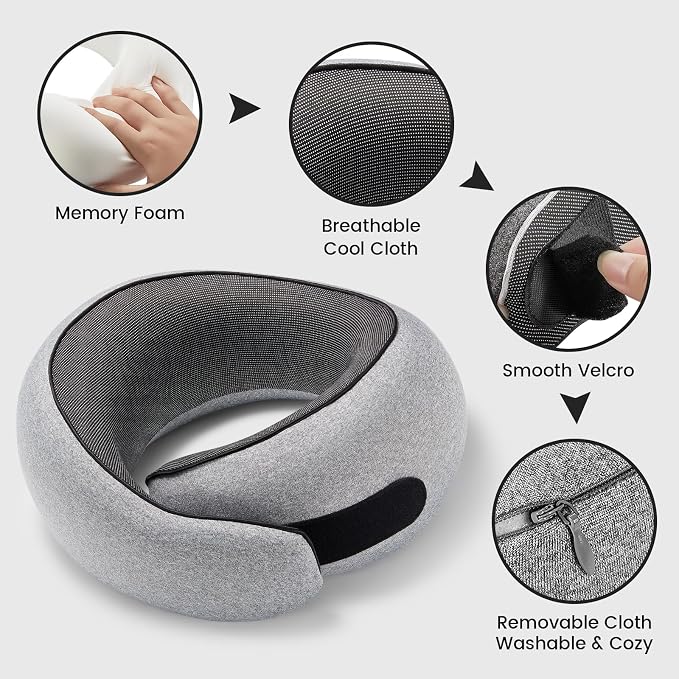 Travel Neck Pillows, 100% Memory Foam Filling, Travel Pillows - Image 4