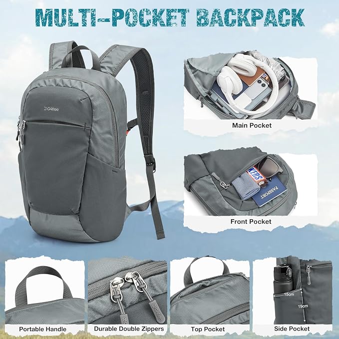 G4Free Packable Hiking Backpack 20L Lightweight Foldable Travel Daypack - Image 4
