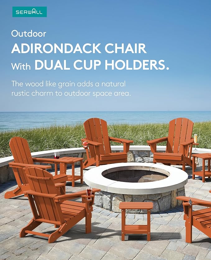 SERWALL Adirondack Chair with Cup Holders - Image 6