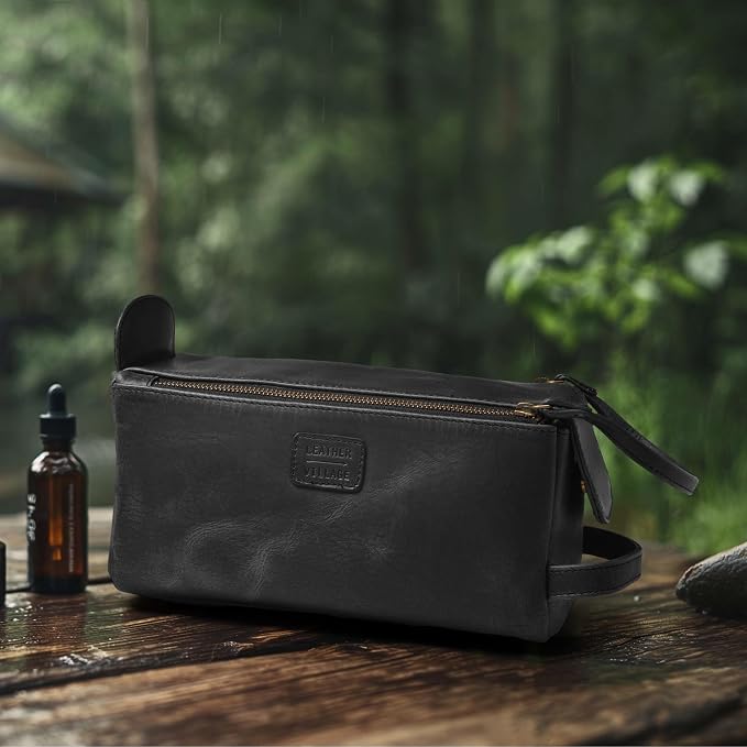 LEATHER VILLAGE Premium Leather Travel Toiletry Bag - Image 6