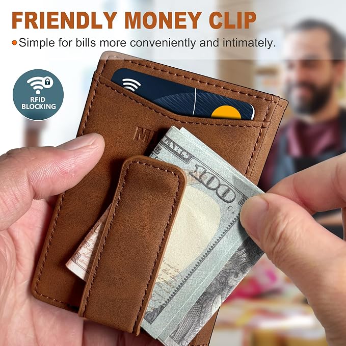 Airtag Wallet for Men- with Money Clip Gift Boxed, Magnetic Closure Slim - Image 6