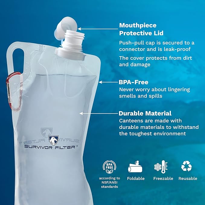 Survivor Filter Collapsible Water Bottles, Canteens 2 Pack - Image 4