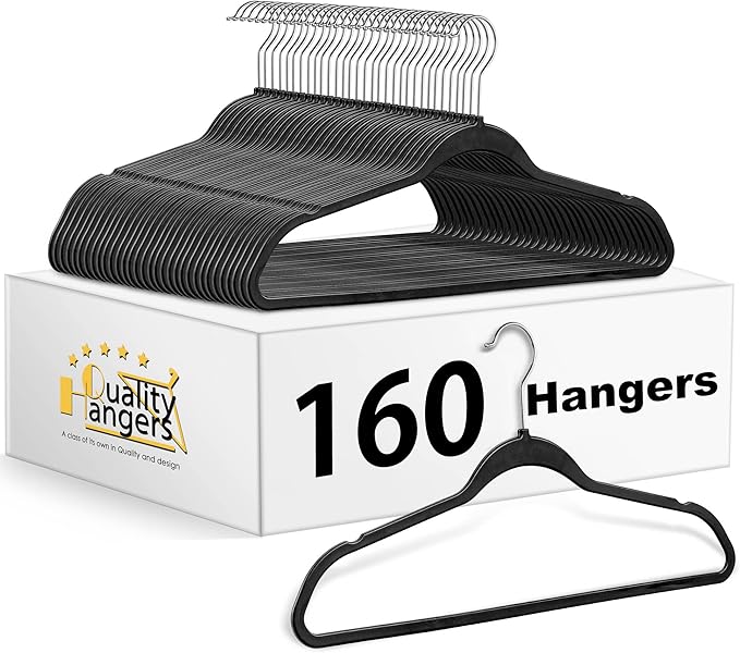 Quality Hangers 160 Pack Slim Plastic Hangers by QualityHangers