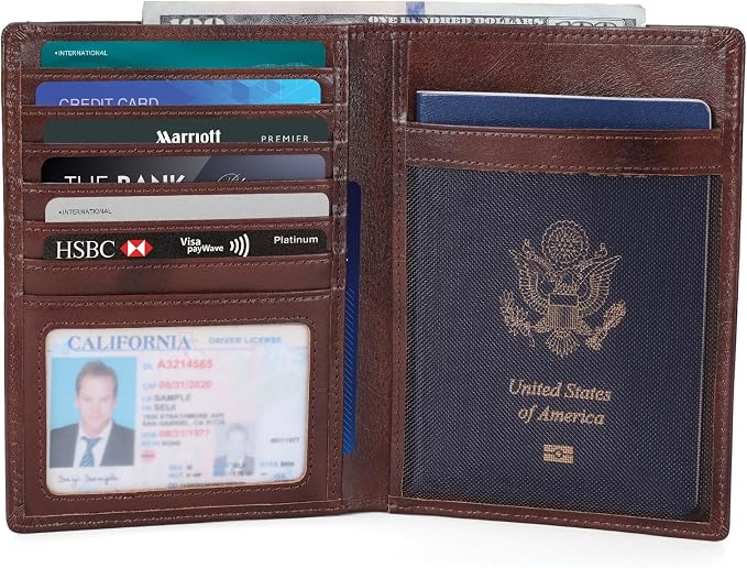 Polare Luxury RFID Blocking Leather Passport Holder Travel Wallet - Image 4