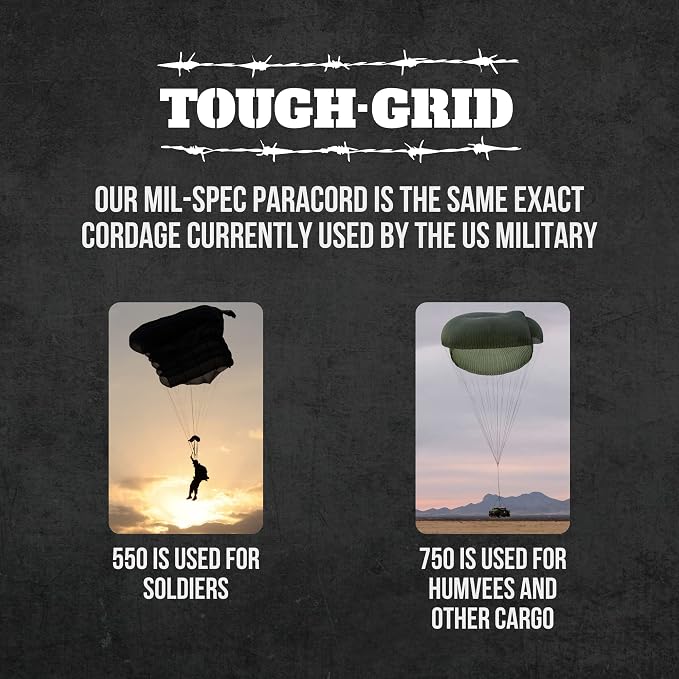 TOUGH-GRID 550 Paracord Rope Nylon Parachute Cord, Made in USA Survival Kit - Image 5
