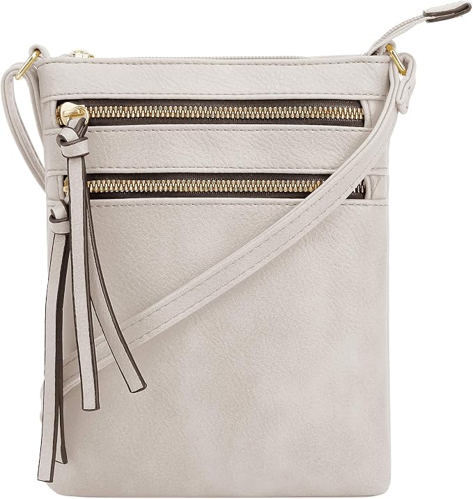 DELUXITY | Crossbody Purse Bag | Functional Multi Pocket Double Zipper Purse | by Deluxity