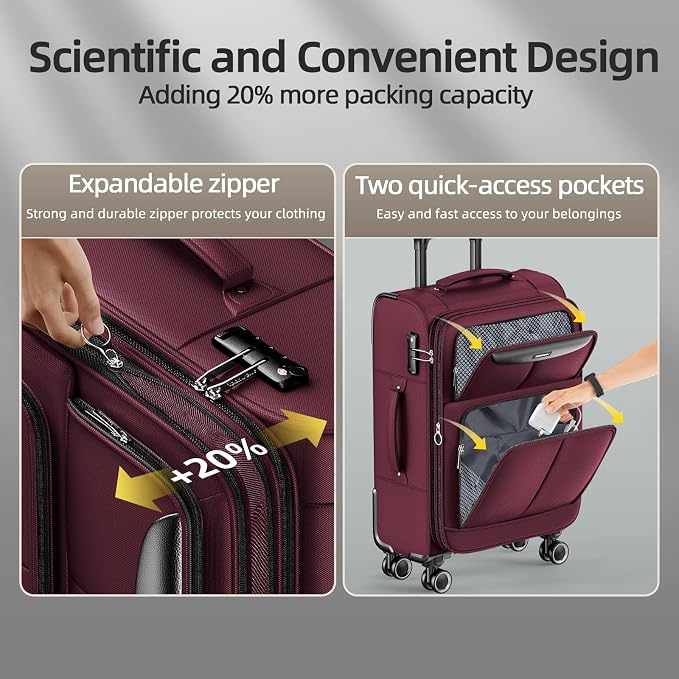 SHOWKOO Luggage Sets 3 Piece Softside Expandable Lightweight Durable Suitcase - Image 4
