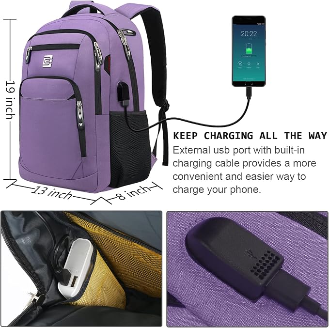 Laptop Backpack, Business Travel Anti Theft Slim Durable Laptops Backpack - Image 3