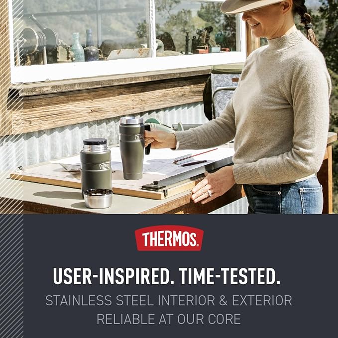 THERMOS Stainless King Vacuum-Insulated Travel Mug, 16 Ounce, Army Green - Image 5