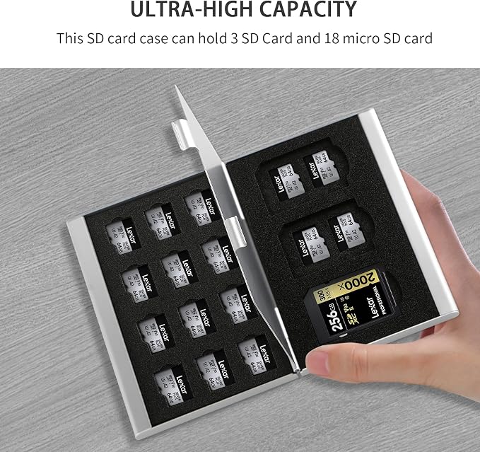 Aluminum SD Card Case, 21Slots Ultrathin SD Card Holder, Memory Card Storage - Image 2