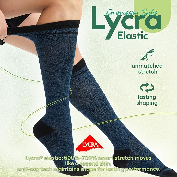 Mens Compression Socks for Men Women, 15-20 mmHg Bamboo Viscose Knee High Soft - Image 4