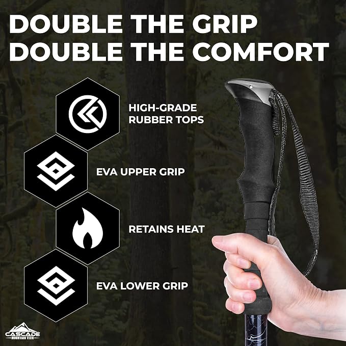 Cascade Mountain Tech Lightweight Aircraft-Grade Aluminum Trekking Poles - Image 4