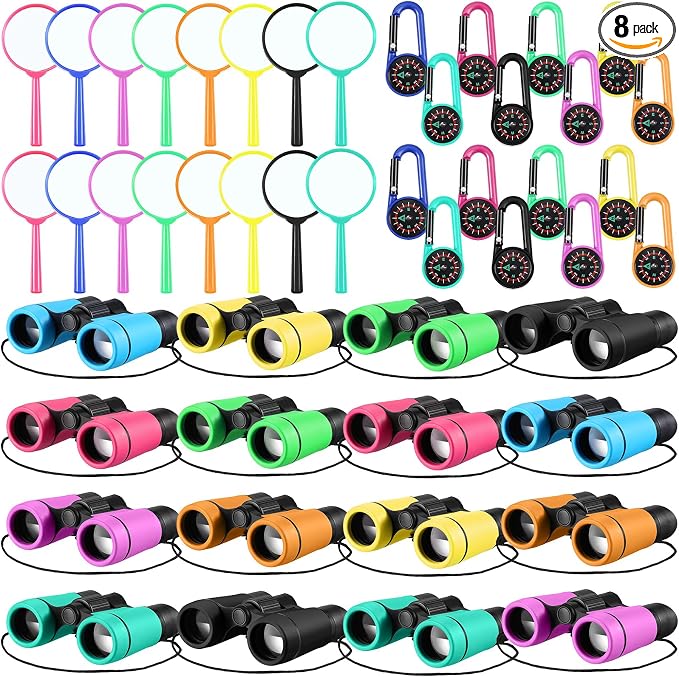 Hiboom 8 Set Kids Binoculars Bulk Shockproof Folding Children Mini Compact by HiboomDecoratingAsseccories