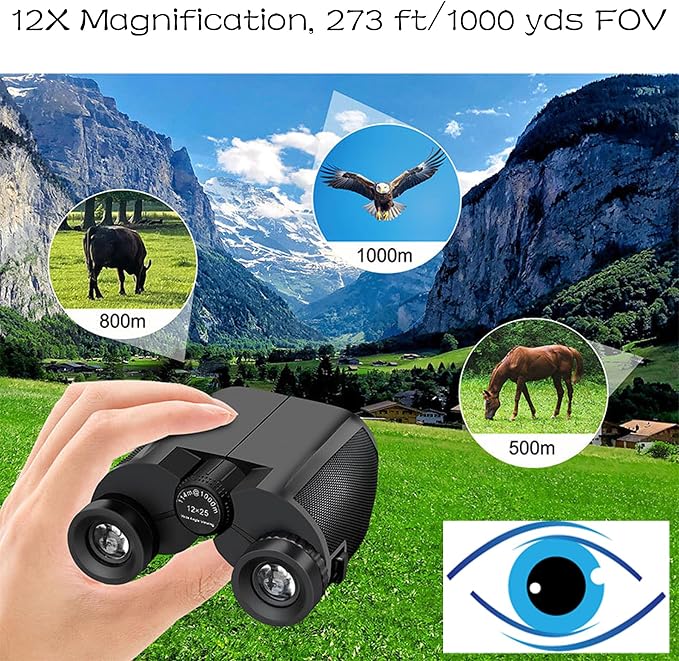 12x25 Compact Binoculars for Adults & Kids, High Powered Lightweight Waterproof - Image 6
