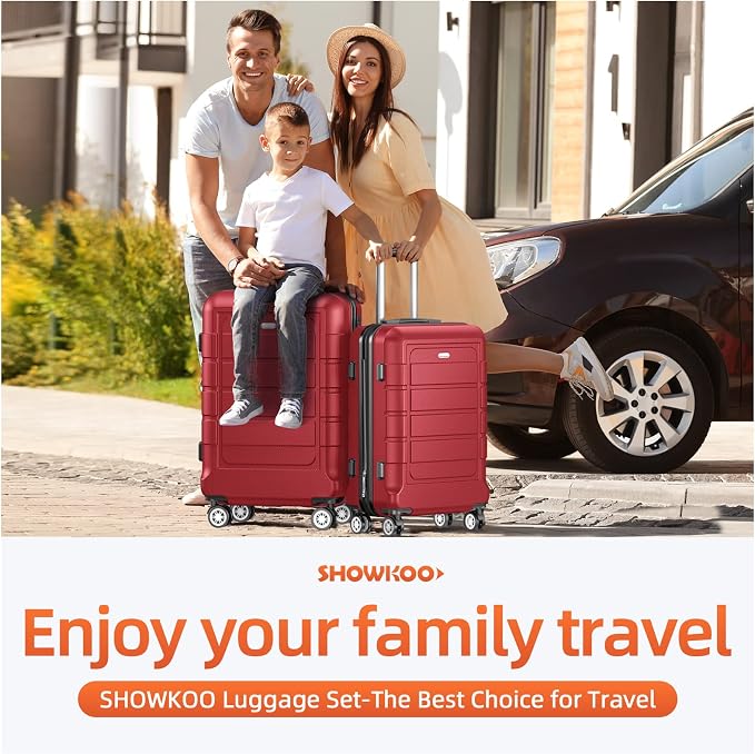 SHOWKOO Luggage Sets Expandable PC+ABS Durable Suitcase Double Wheels TSA Lock - Image 2