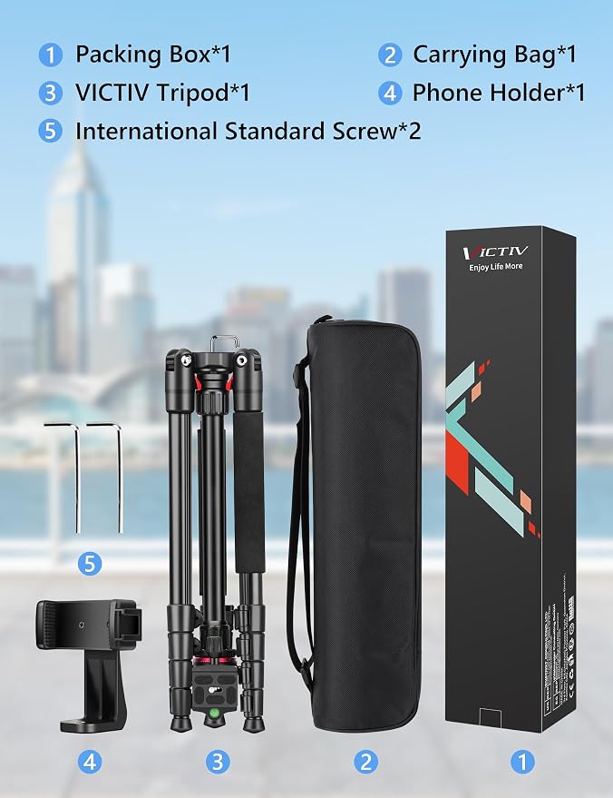 78" Porfessional Tripod for Camera, Victiv Aluminum Camera Tripod Monopod for - Image 8