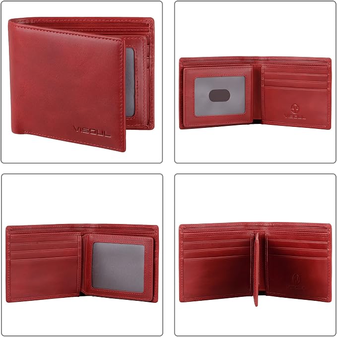 VISOUL Leather Mens Bifold RFID Blocking Wallet - Image 2
