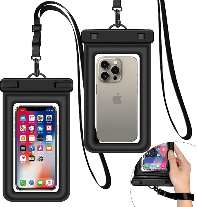 IPX8 Floating Waterproof Phone Case 2-Pack, 7.2 Inch Waterproof Phone Pouch by Welcometothesun