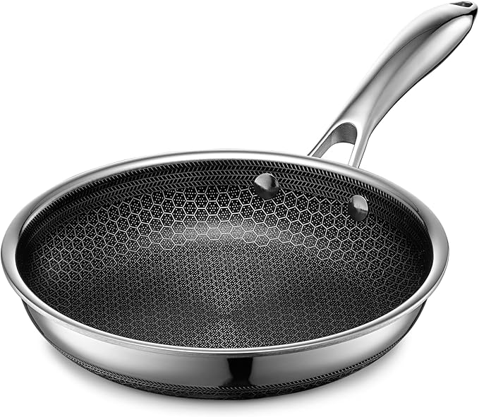 HexClad Hybrid Nonstick 8-Inch Frying Pan, Stay-Cool Handle, Dishwasher-Friendly by HexCladHybridCookware