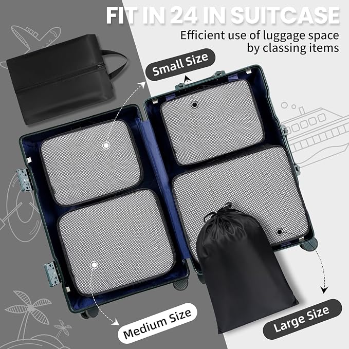 BAGAIL 6 Set Packing Cubes Luggage Packing Organizers - Image 7
