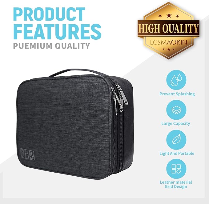 Electronics Travel Organizer, Large Double Layer Portable Waterproof Travel - Image 2
