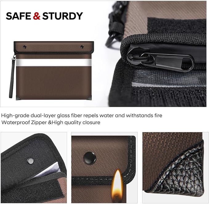 Fireproof Document Bag, 5200℉ Insulated Fire Proof Money Bag - Image 3