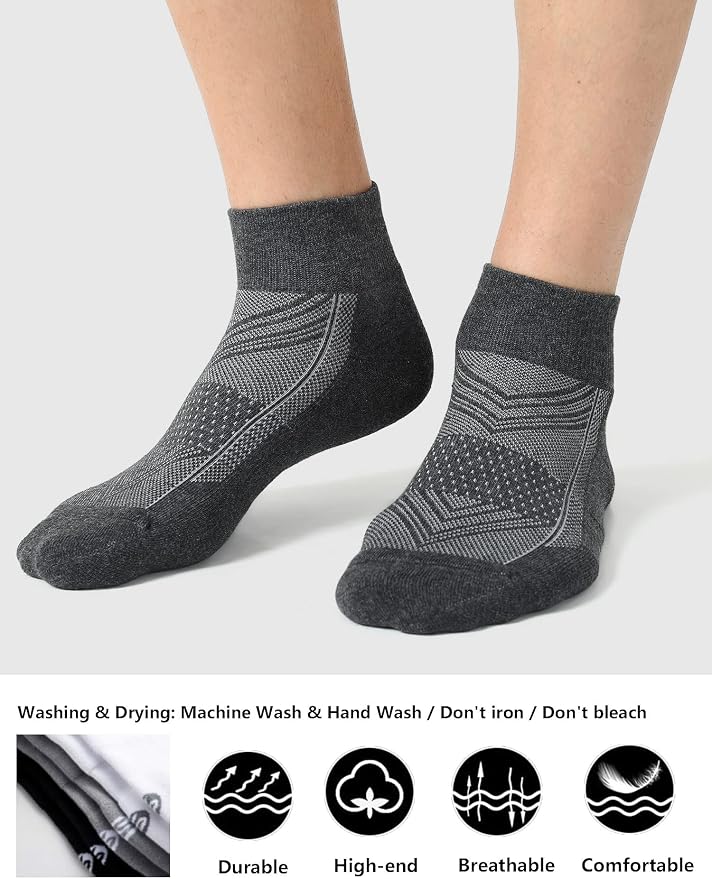 CS CELERSPORT 6 Pairs Women's Running Ankle Socks Athletic Sport Socks Cushioned - Image 3