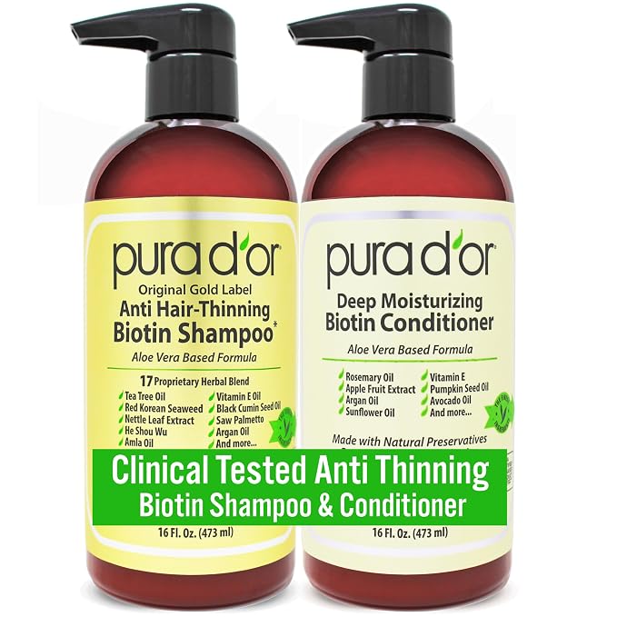PURA D'OR Anti-Thinning Biotin Shampoo & Deep Moisturizing Conditioner Original by PURADOR