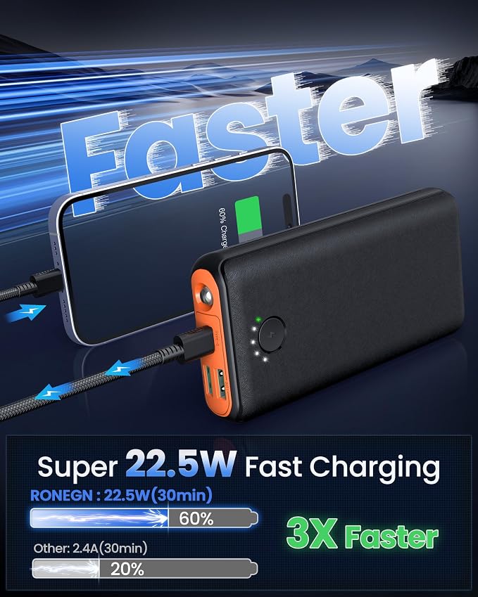 Portable Charger Power Bank 40000mah, USB C Fast Charging 22.5W External - Image 2