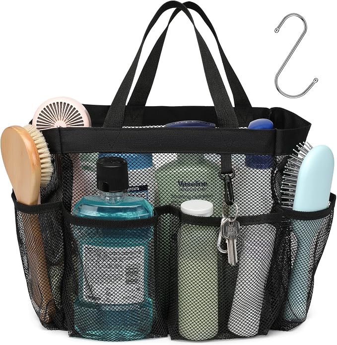 F-color Mesh Shower Caddy Portable, Upgrade Deeper 7 Pockets Shower Bag Basket by F-color
