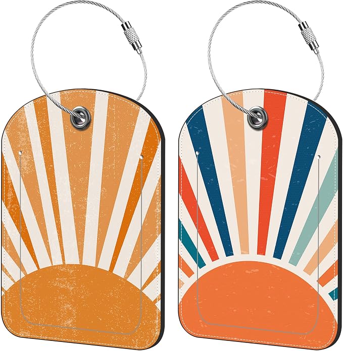 Orange Sun Print Boho Luggage Tag by iapodiad