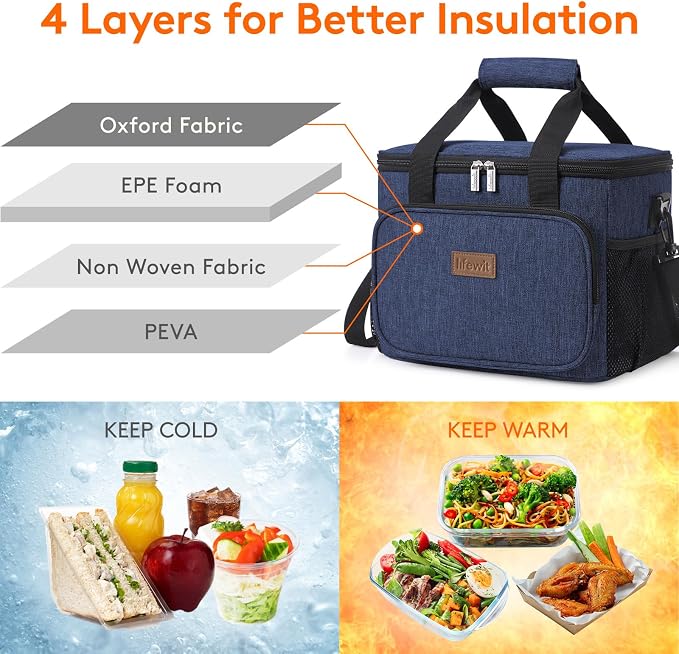 Lifewit Large Lunch Bag Insulated Lunch Box Soft Cooler Cooling Tote - Image 2
