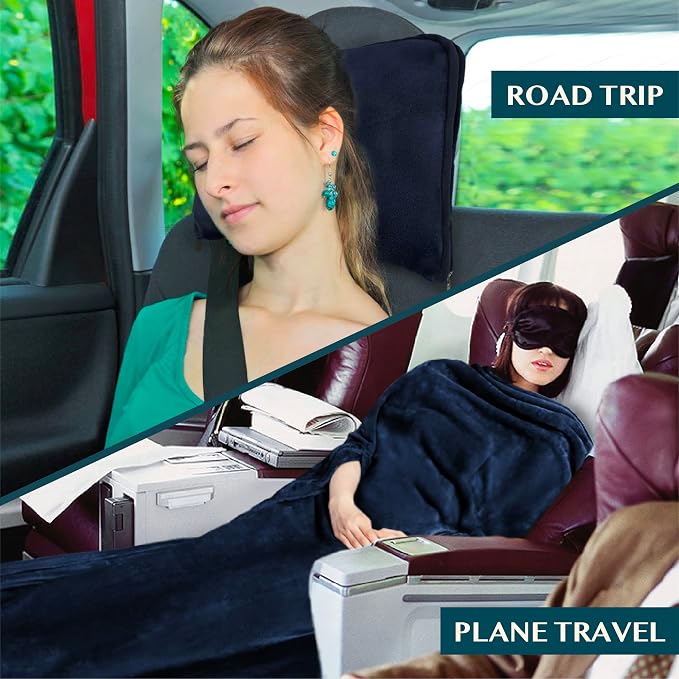 PAVILIA Travel Blanket and Pillow, Arms Opening Airplane Blankets - Image 6