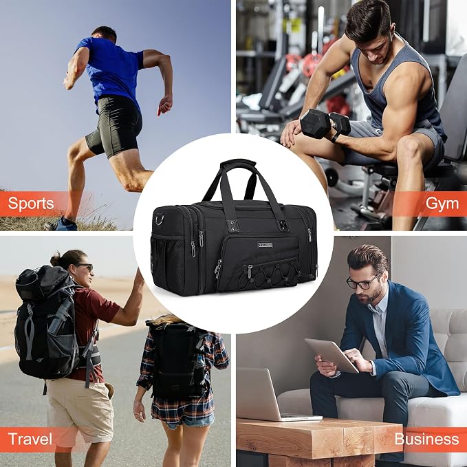 WITZMAN Duffle Bag for Men Nylon Large Gym Weekender Bag - Image 8