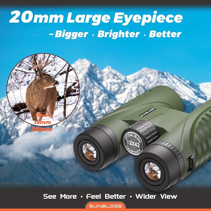 12x42 HD Binoculars for Adults, Super Bright BAK4 Prism High Powered Waterproof - Image 3