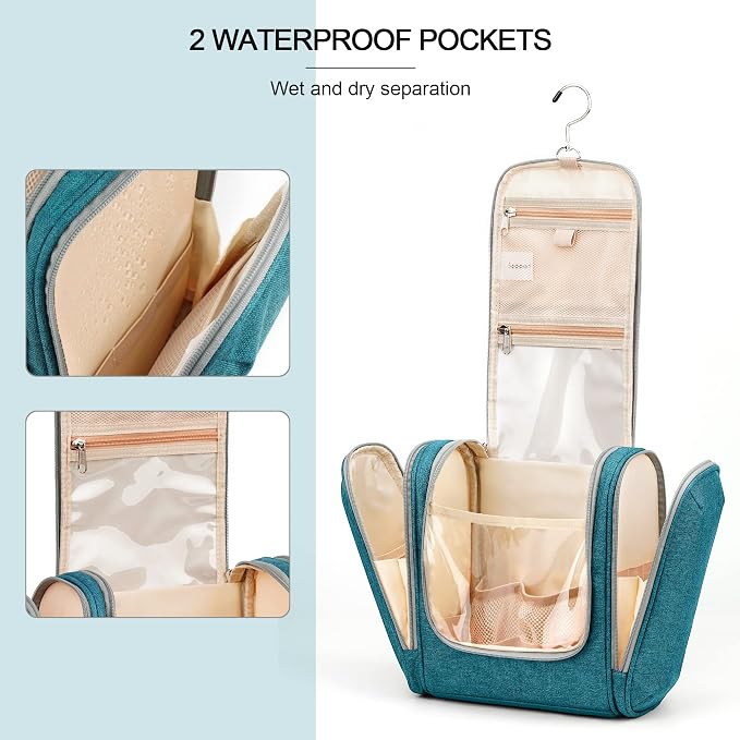 Extra Large Toiletry Bag for Women and Men, 6 Organizer Compartments, Holds - Image 5
