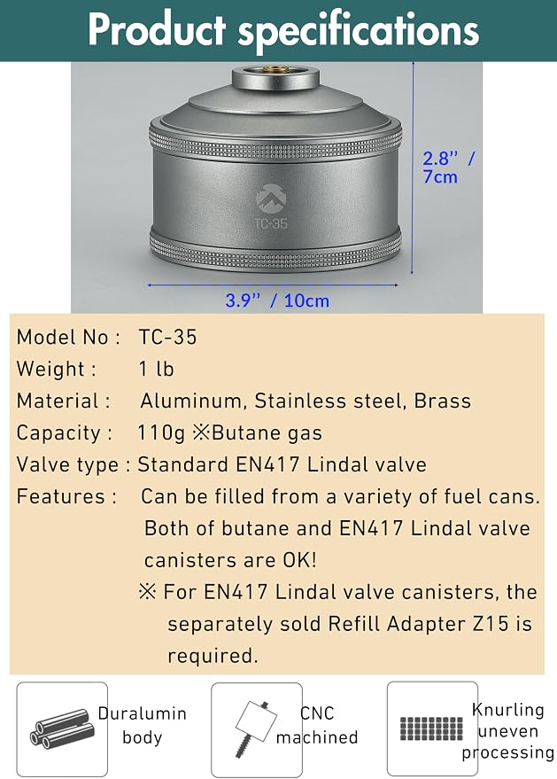 CAMPINGMOON Replacement Empty Refillable Gas Fuel Cylinder Standard - Image 6