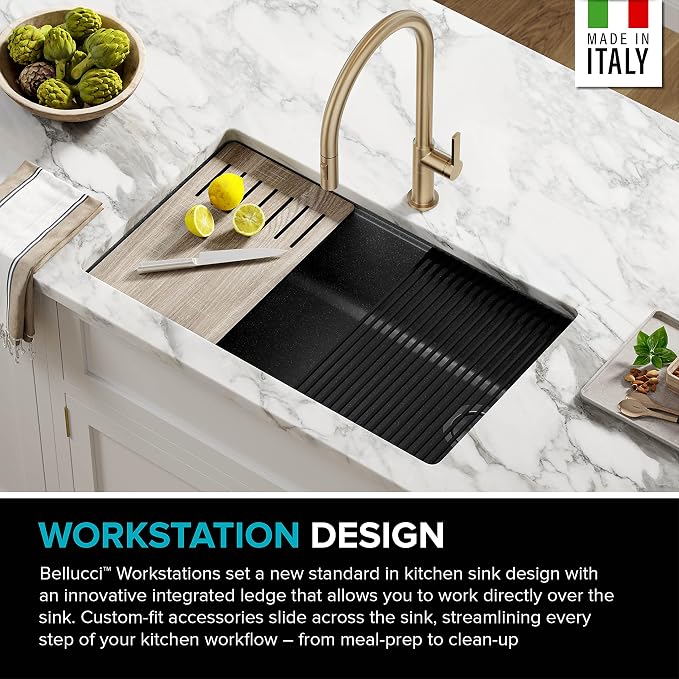 Kraus KGUW2-33MB-100-100, Bellucci Workstation 32 in. Undermount Granite - Image 2