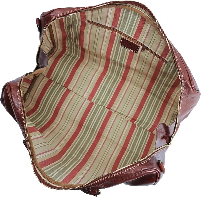 Cenzo Duffle Vecchio Brown Italian Leather Weekender Travel Duffle Bag - Image 4