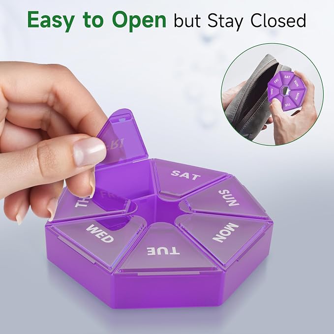 Weekly Pill Organizer, 2 Pack Portable Pill Box Medicine case 6 Colors New - Image 6