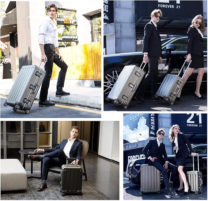 TRAVELKING All Aluminum Luggage Zipperless Hard Shell Suitcase - Image 6